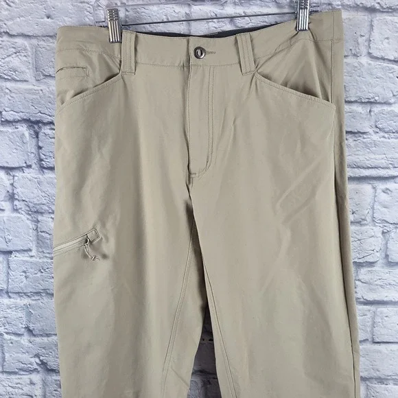 Patagonia Men Beige Quandary Pants Hiking Trail Zip Pocket Stretch Nylon 35X31 - Picture 4 of 11